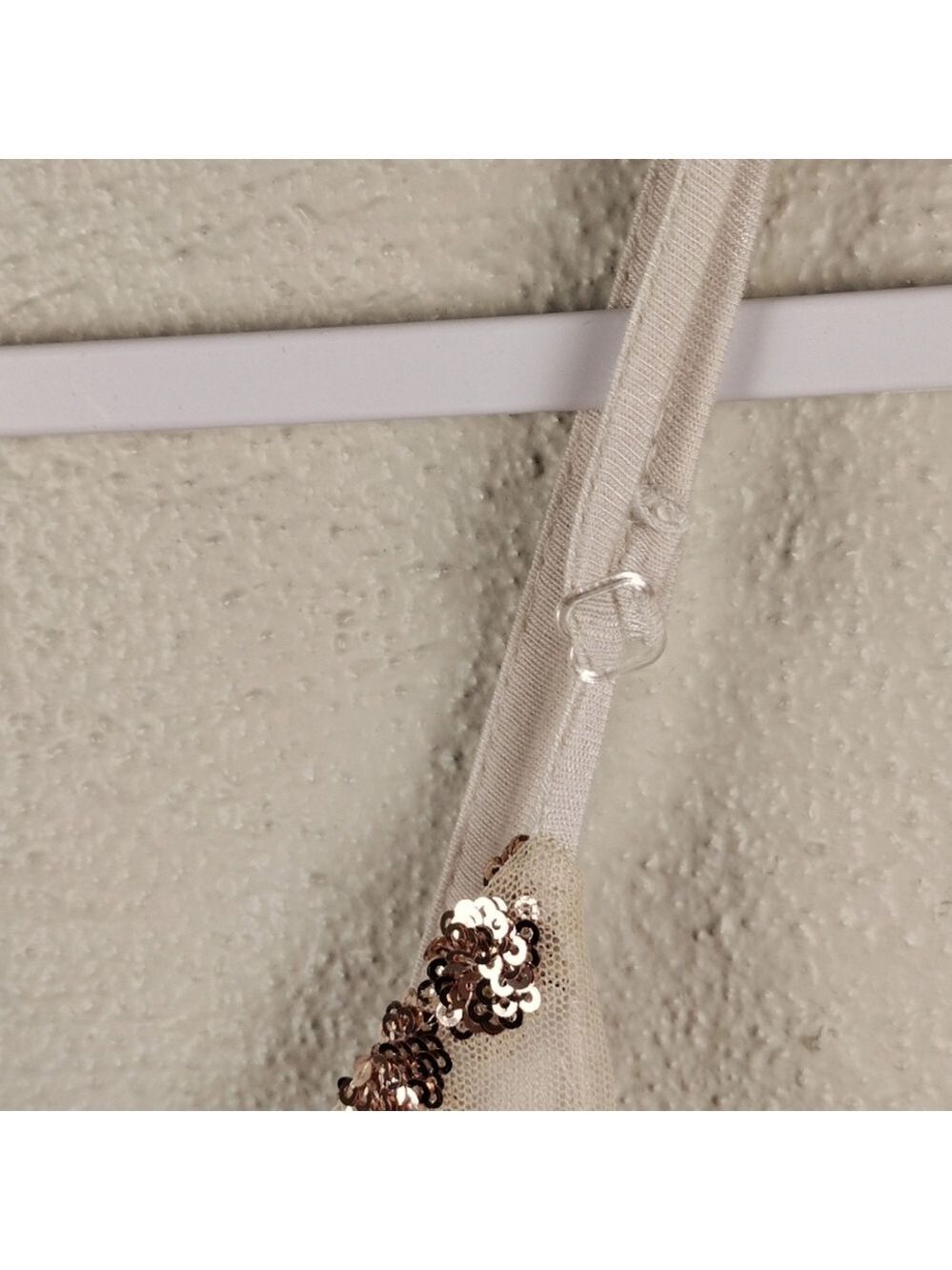 About A Girl Cream Tan Tulle Metallic Sequin Overlay Spaghetti Strap Tank Top - Picture 9 of 16